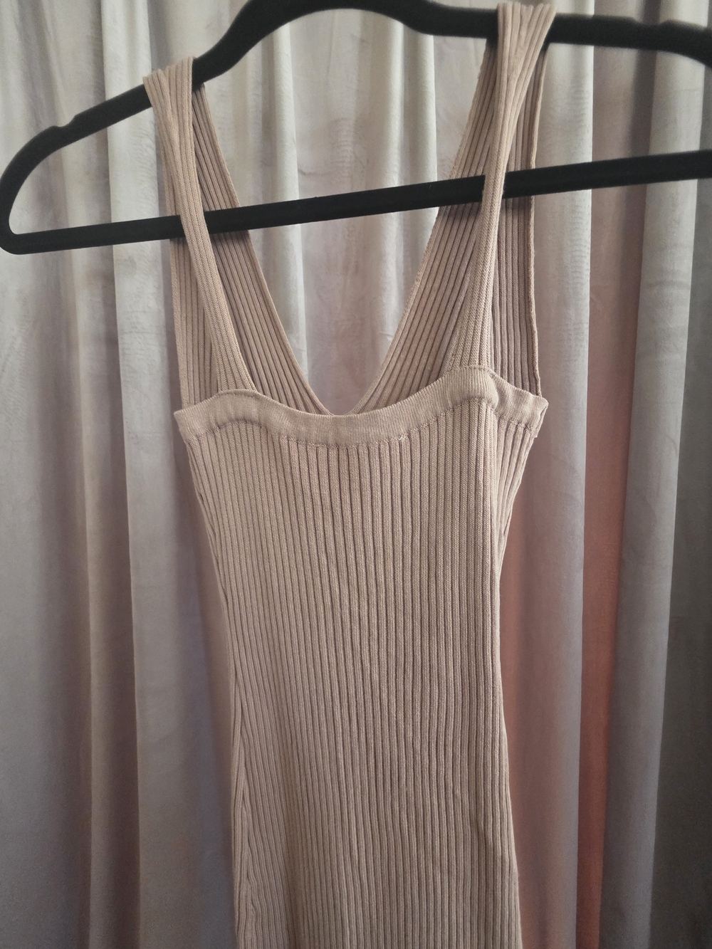 Edit By Nine Ribbed Knit V-Neck Bodycon Midi Dress Blush Pink Size S - Picture 5 of 6